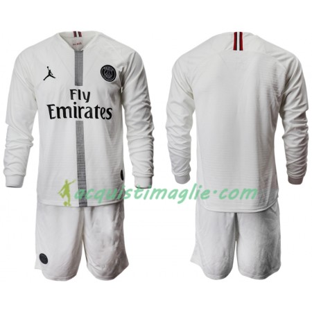 Divisa di Calcio Paris Saint Germain Jodan Bianco Bambino Terza 2018/2019 Manica Lunga